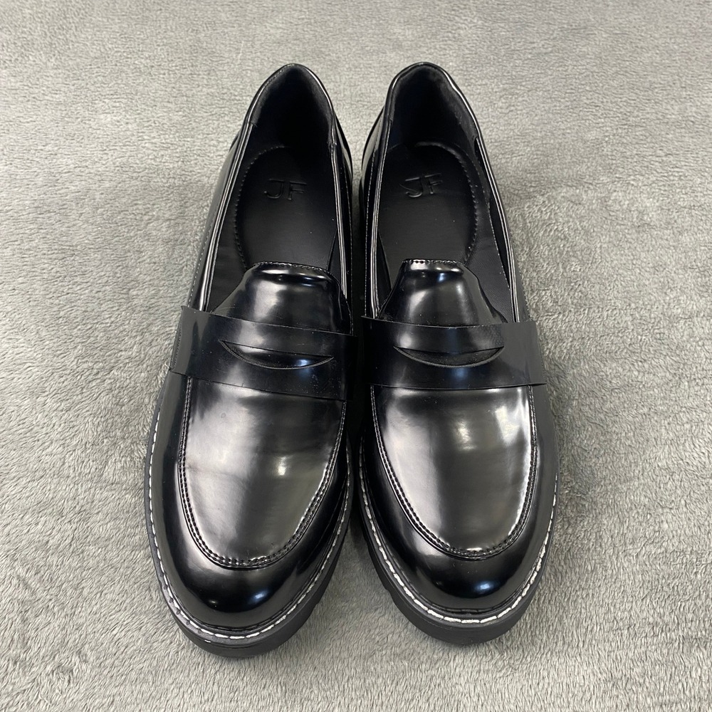 JF Danica Black Patent Loafer‎ Platform Chunky Lug Sole Shoes Women US 11 EU 42